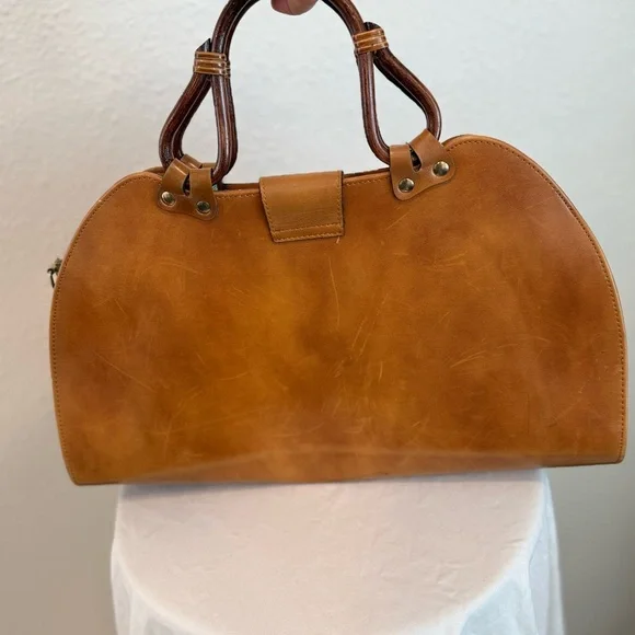 Brown and Multicolor Leather Handbag - Picture 5 of 10